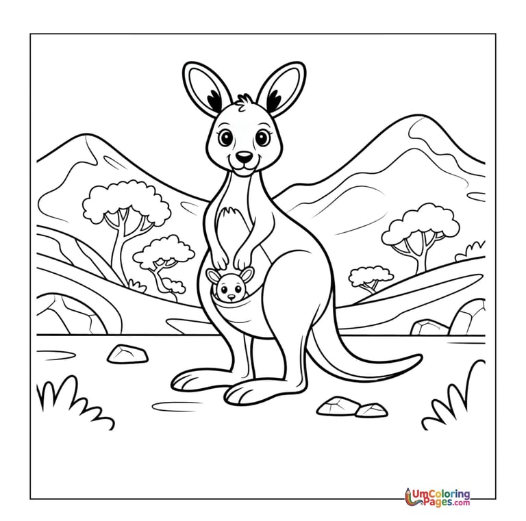 Free kangaroo coloring sheet hopping wildlife activity