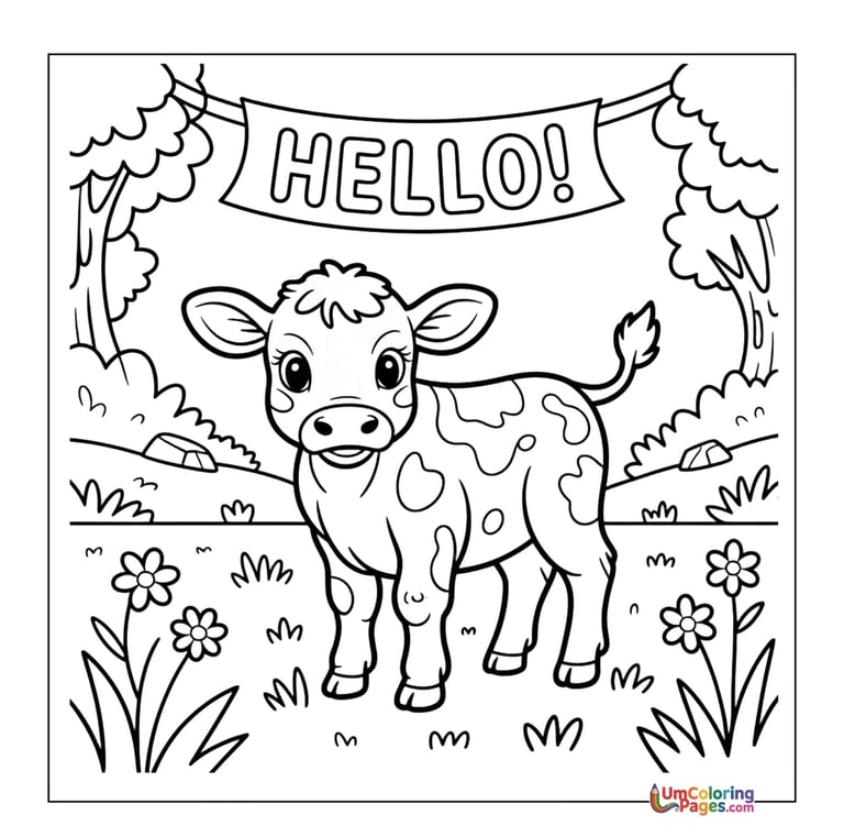 cute cow calf coloring sheet printable