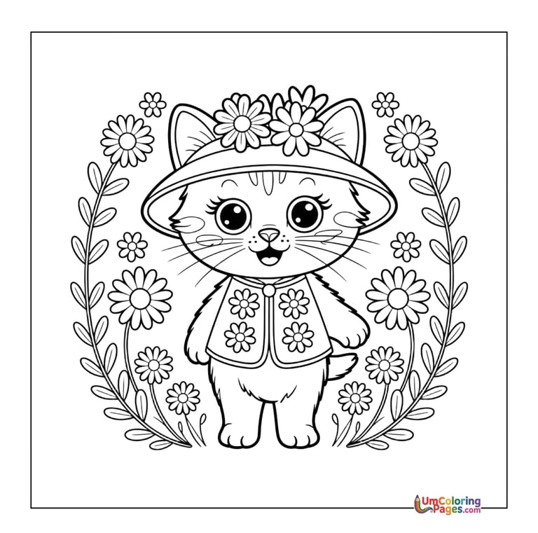 cute kitten coloring sheet baby feline activity