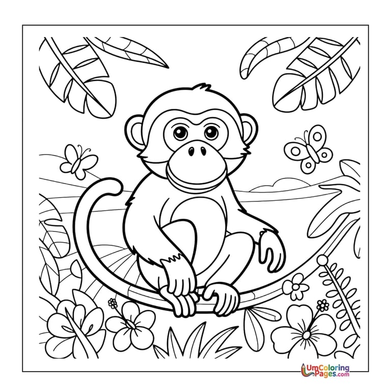 Spider monkey coloring sheet swinging animal activity