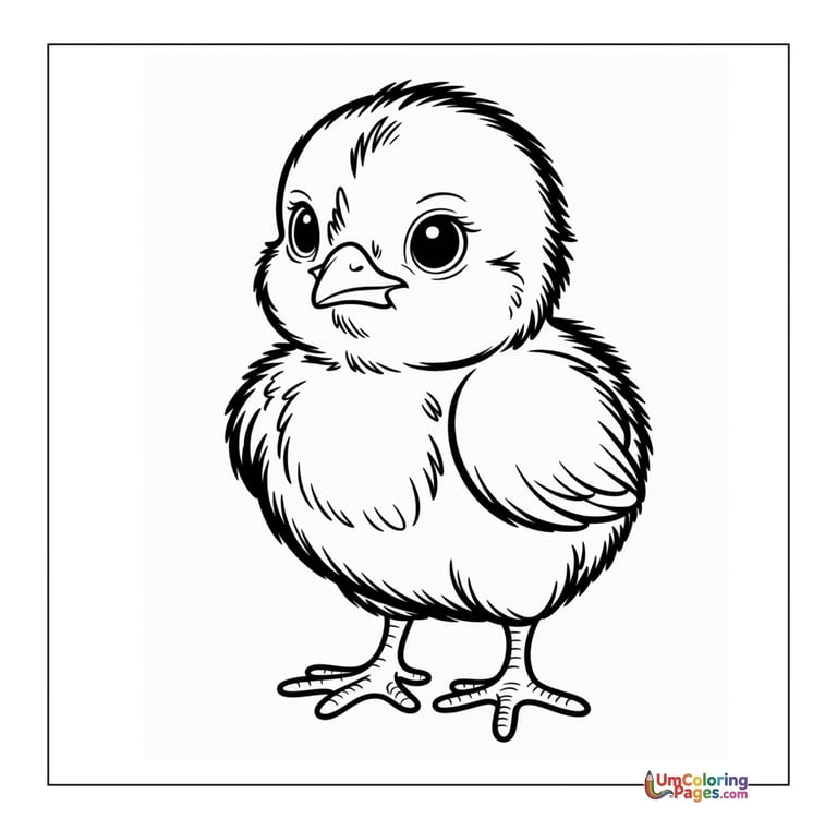 simple chick line art coloring page