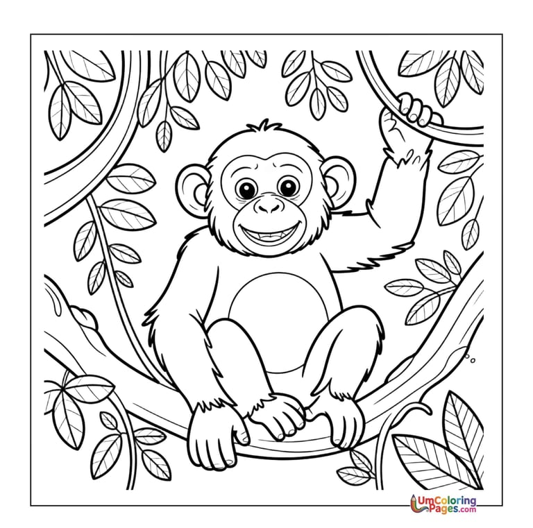 Free chimp coloring page rainforest animal for children