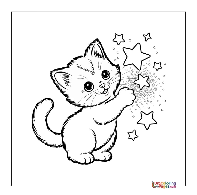 Fluffy kitten outline drawing preschool animal printable