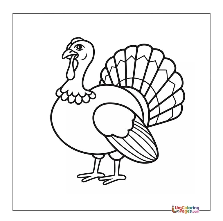 simple turkey line art coloring page