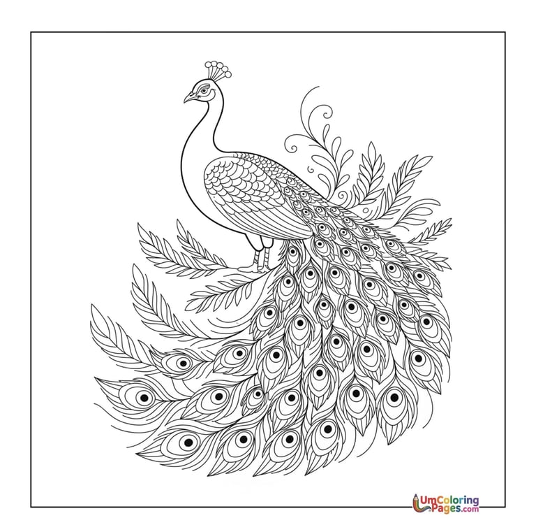 simple peacock line art coloring page