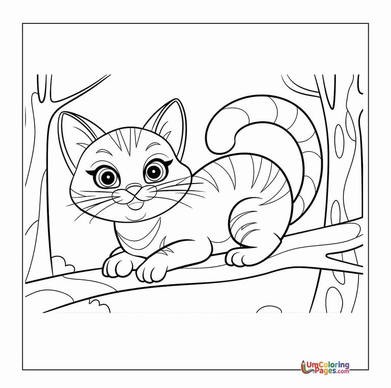 Playful cat coloring template kitten activity for kids