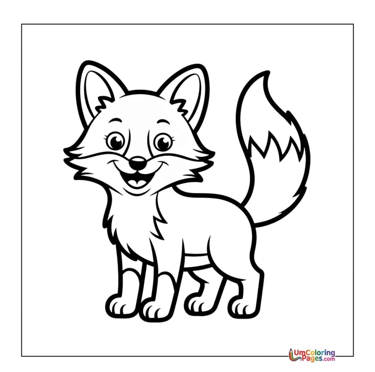 Arctic fox coloring template winter animal for children