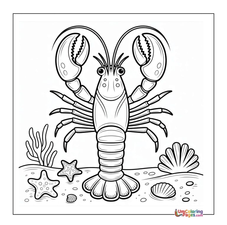 simple lobster line art coloring page