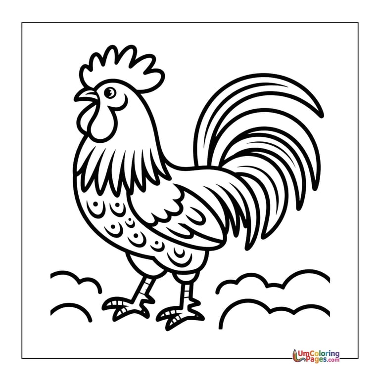 rooster coloring page for kids