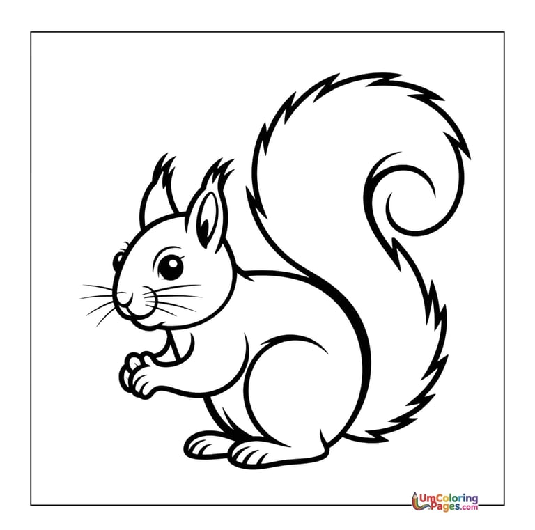 Squirrel coloring page bushy tail animal printable kids