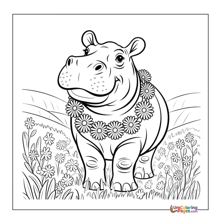 Hippo with open mouth coloring template wildlife printable