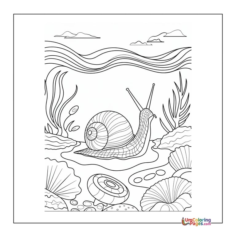Free snail coloring sheet spiral shell bug activity