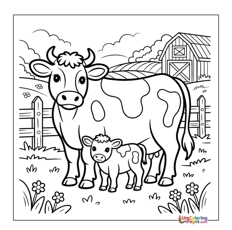 baby cow calf coloring page printable