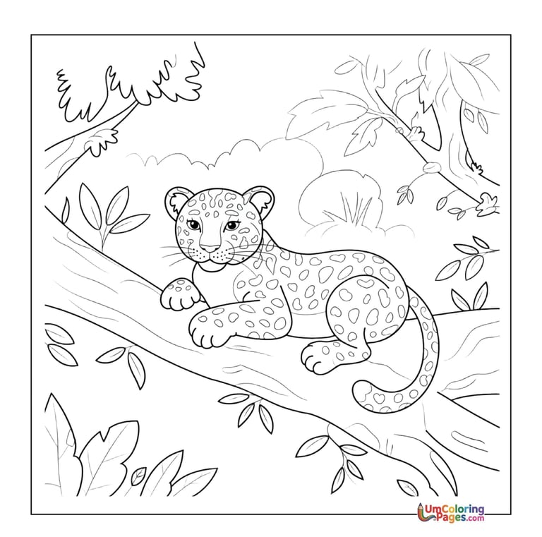 Tree leopard coloring sheet jungle predator activity