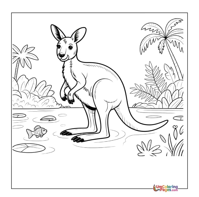 Baby joey kangaroo coloring page cute marsupial printable
