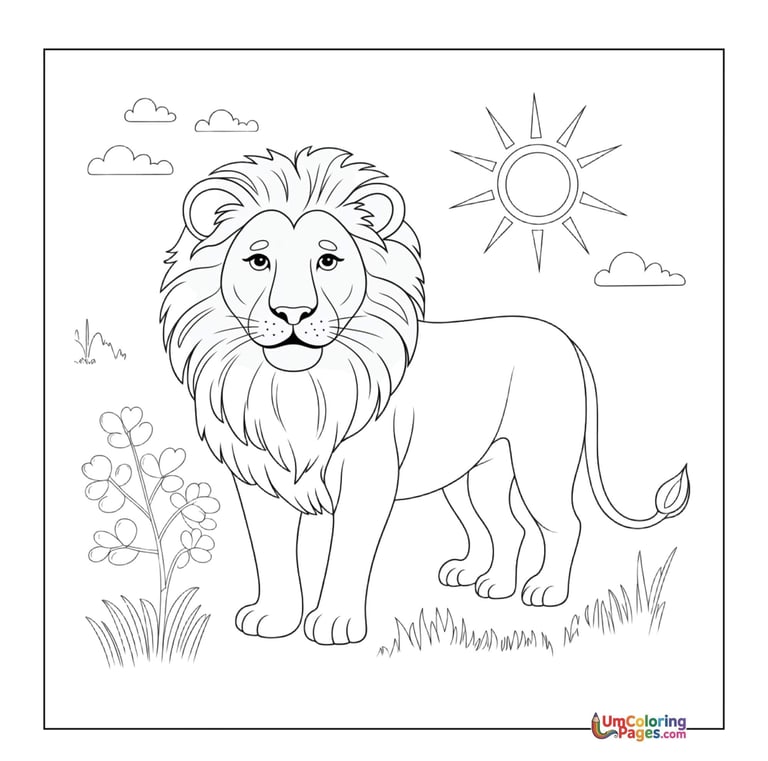 Male lion with mane coloring sheet big cat activity
