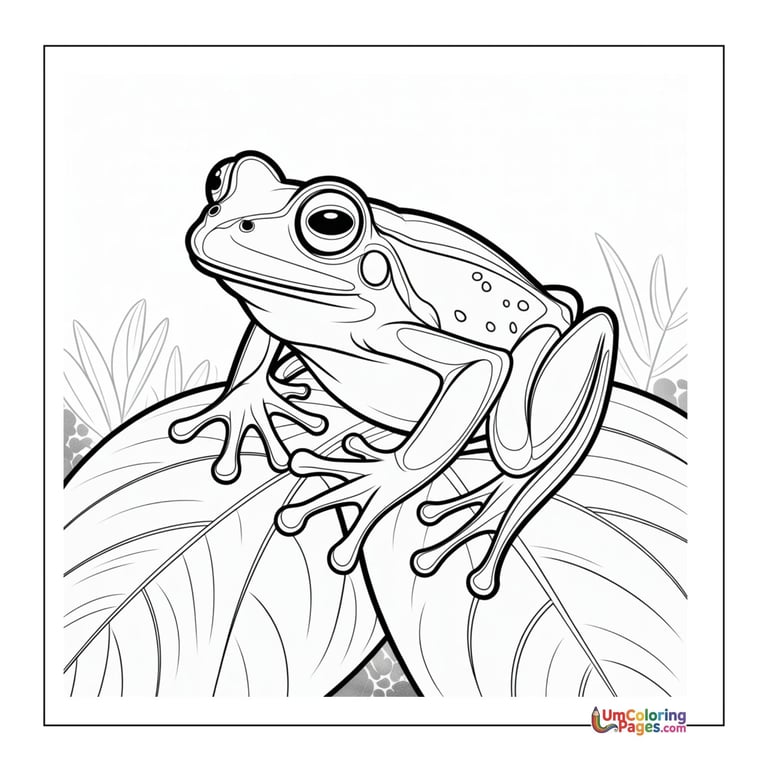 Jumping frog outline drawing kids coloring worksheet