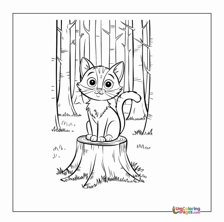 Playful cat coloring template kitten activity for kids
