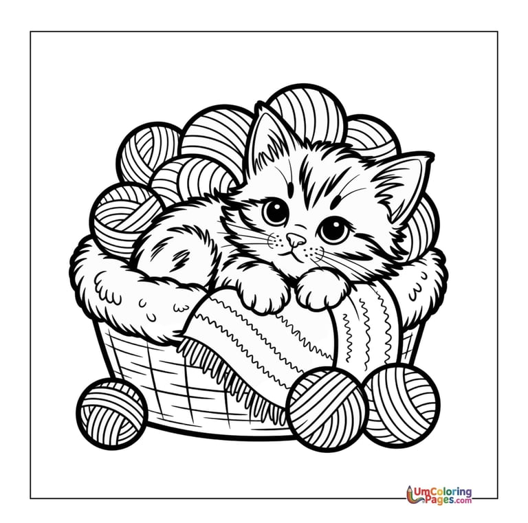 Sleeping kitten coloring page adorable pet worksheet