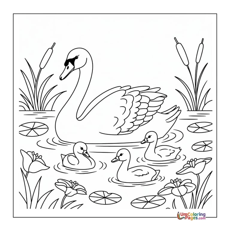 simple swan line art coloring page