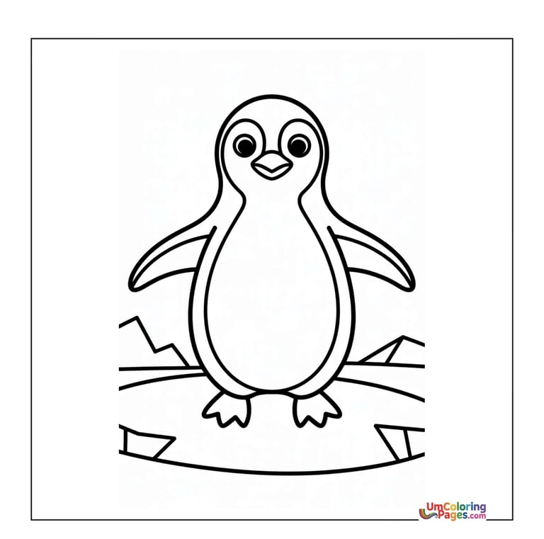 simple penguin line art coloring page