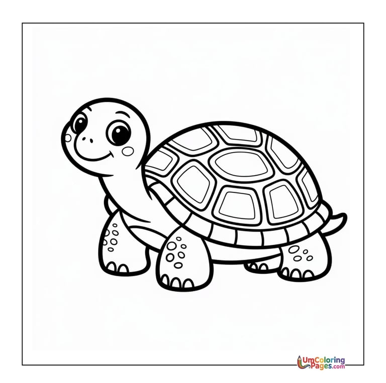 Tortoise with shell pattern coloring page for children