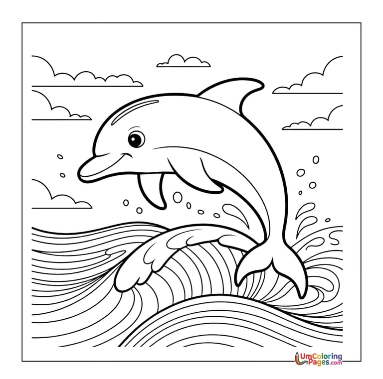 easy dolphin coloring page for children