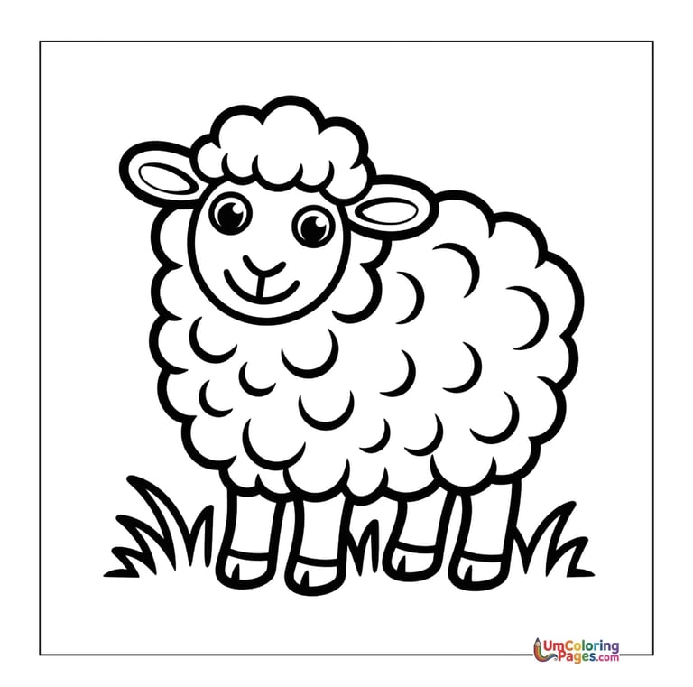 simple sheep line art coloring page