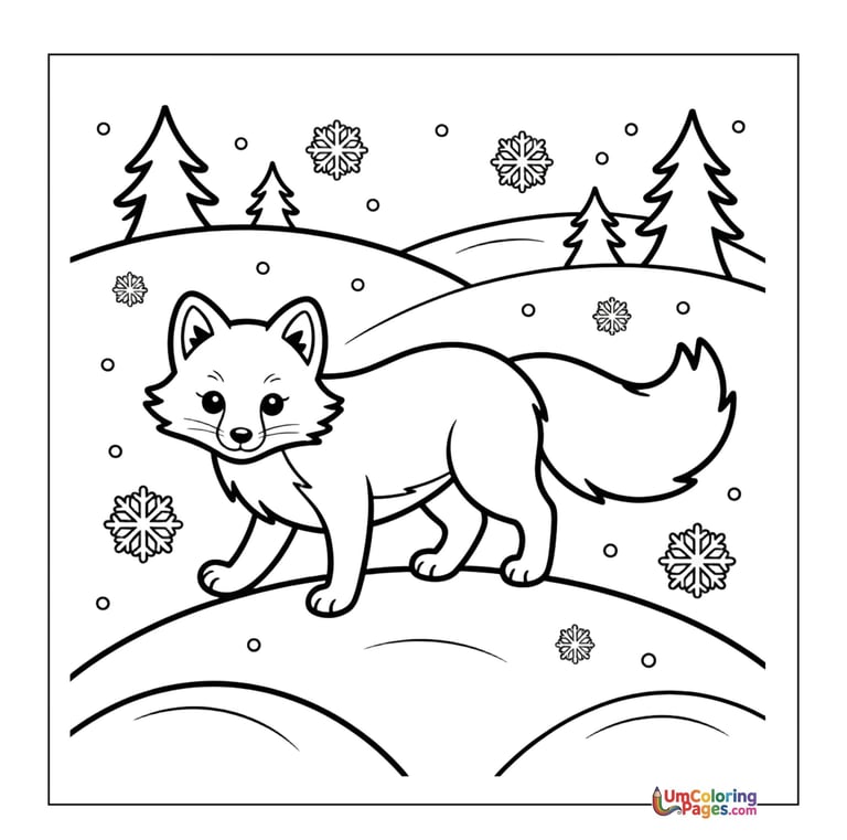 Free fox coloring page bushy tail wildlife activity