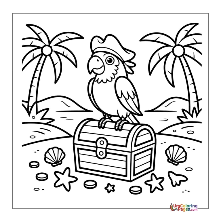 Parrot coloring page tropical bird printable for kids