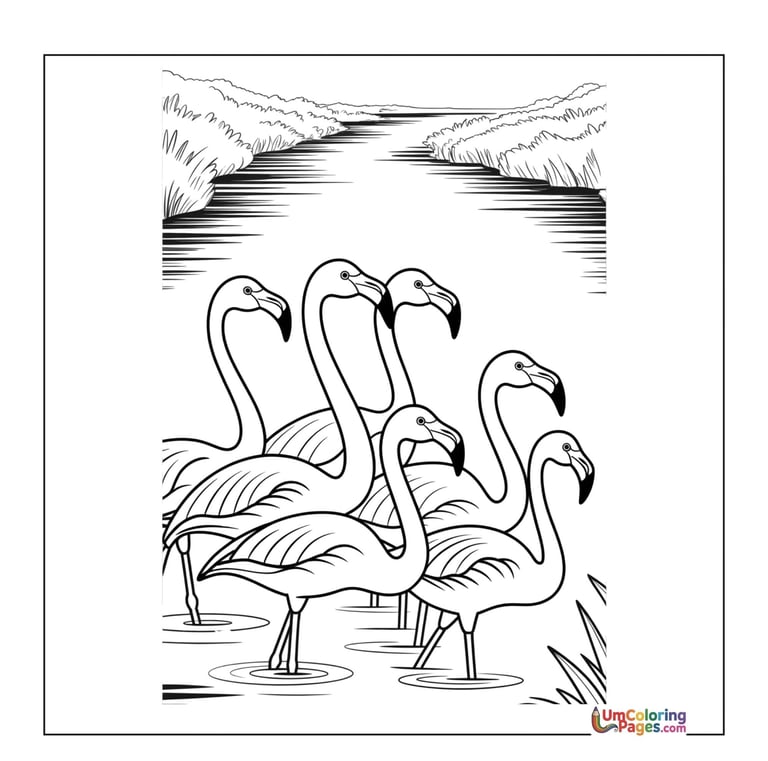 simple flamingo line art coloring page