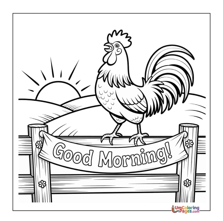 rooster farm animal coloring page