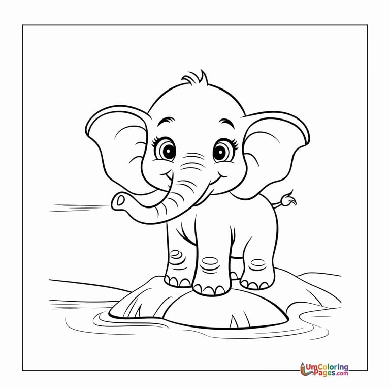 Baby elephant coloring sheet cute safari animal activity