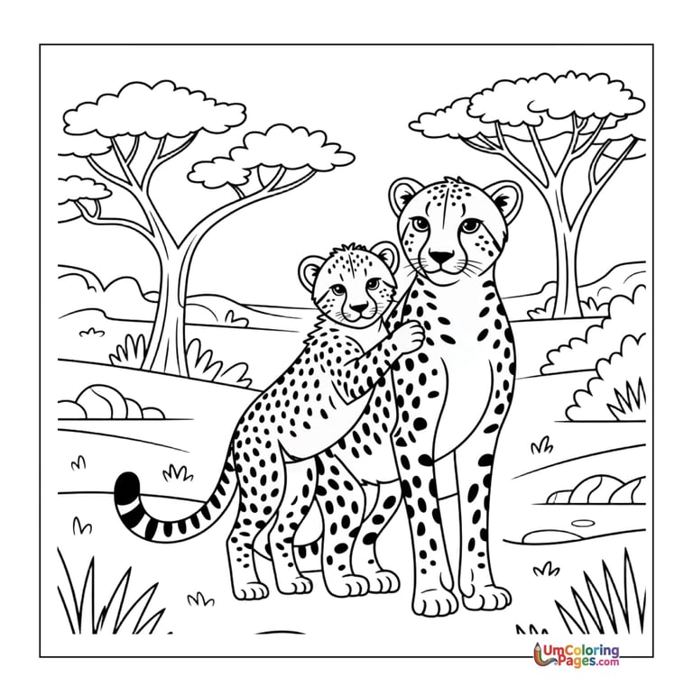 Running cheetah coloring sheet African wildlife activity