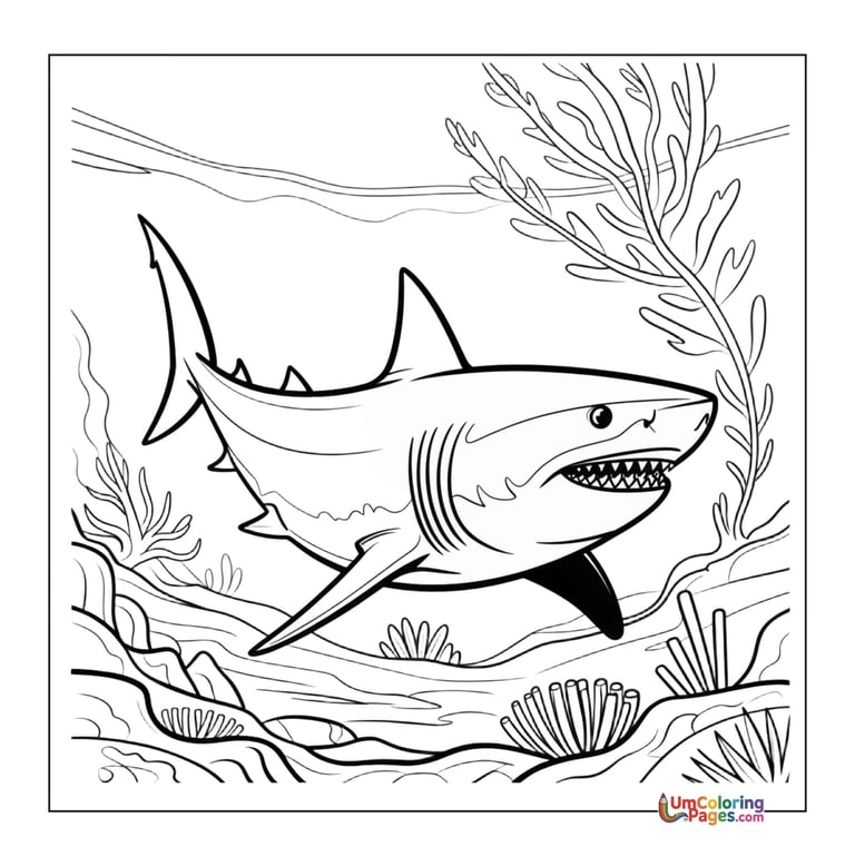 shark ocean animal coloring page