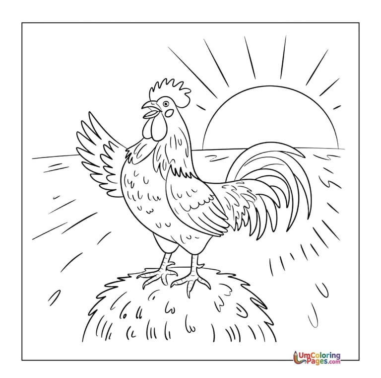 cute rooster coloring sheet printable