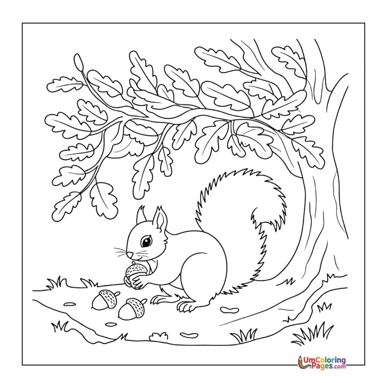 Cute squirrel coloring sheet woodland pet activity