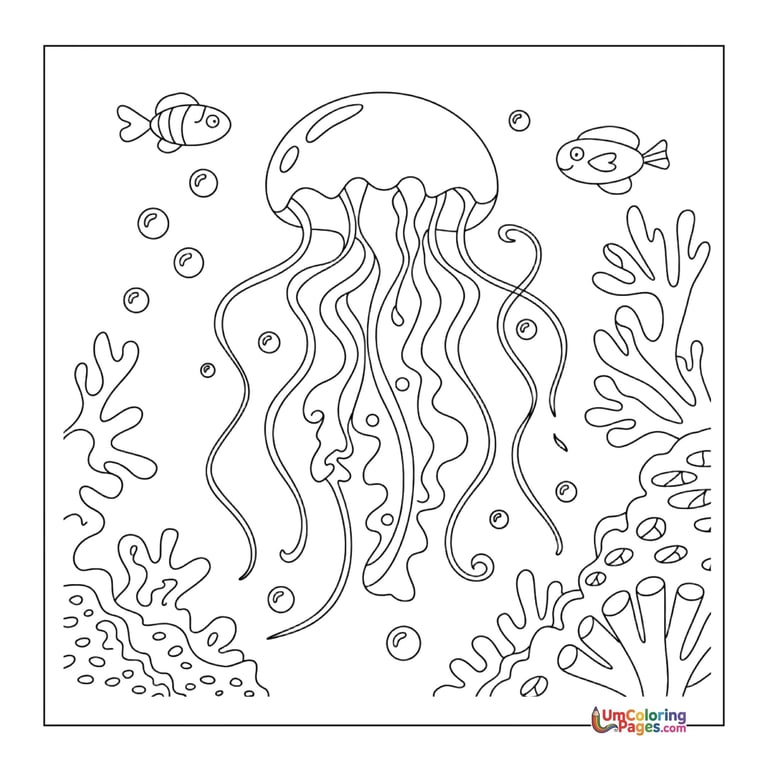 jellyfish ocean animal coloring page