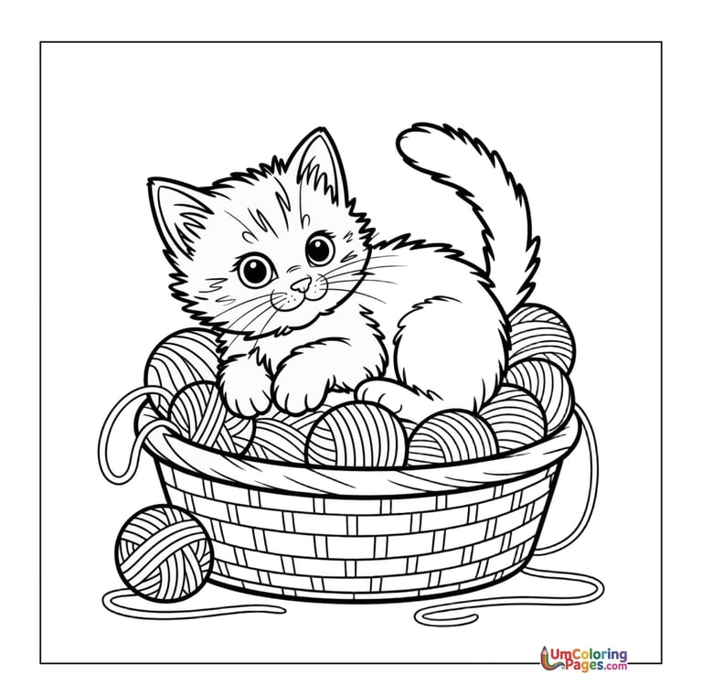 Cute kitten coloring sheet playful pet activity children