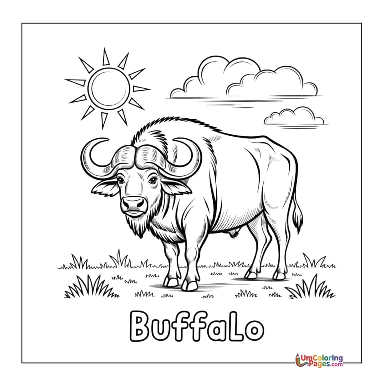 simple buffalo line art coloring page