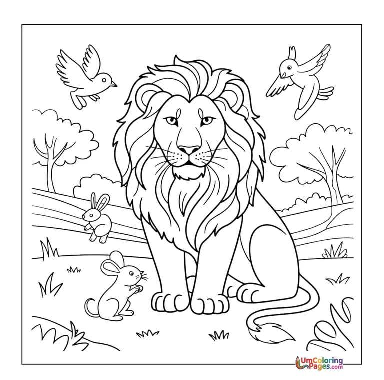Lion pride coloring template family safari animal