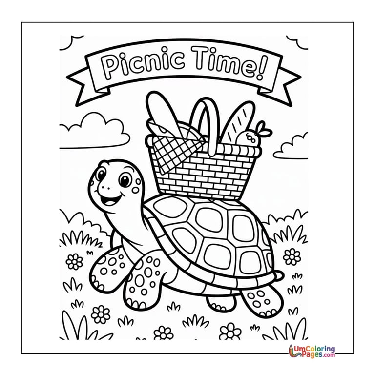 Walking tortoise coloring template land turtle page