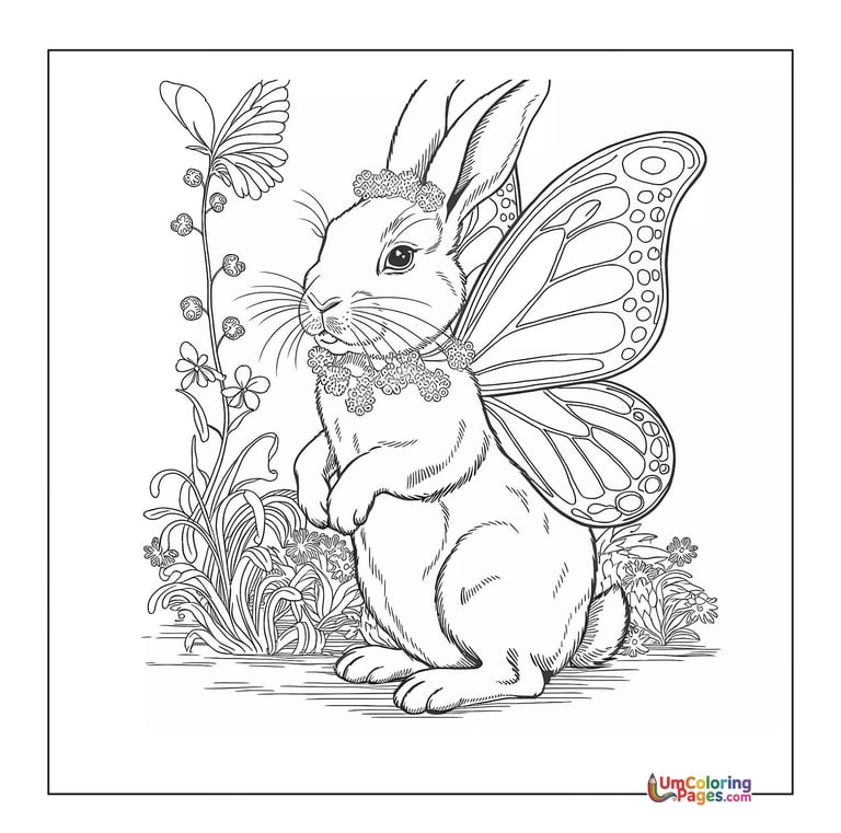 Cute rabbit coloring sheet fluffy pet activity children