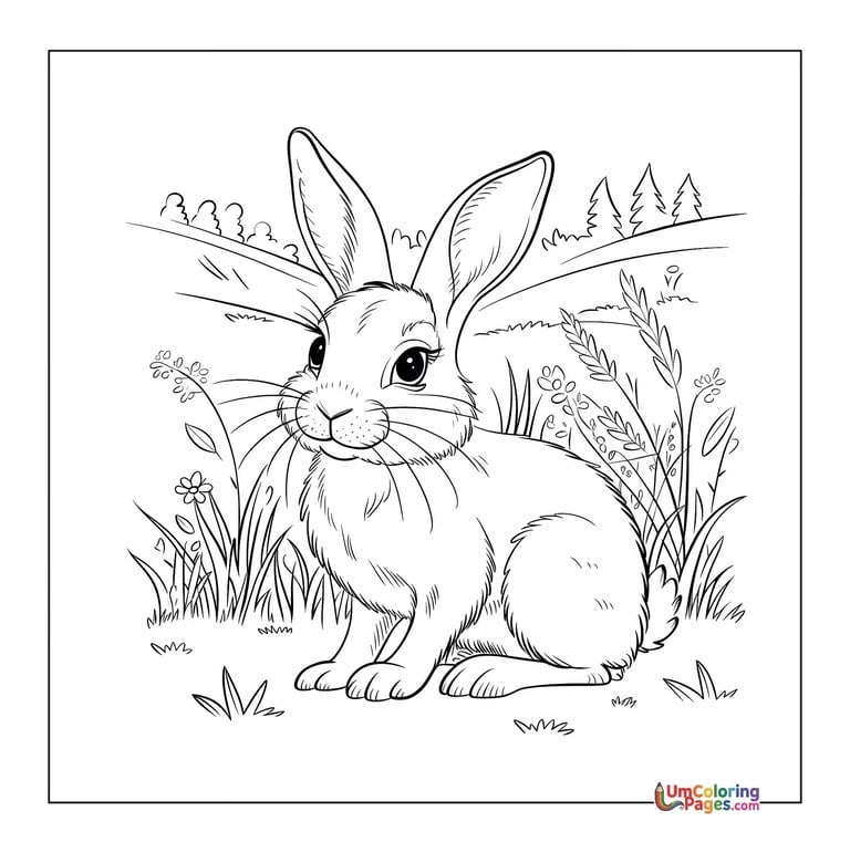 Rabbit coloring page bunny pet printable for kids