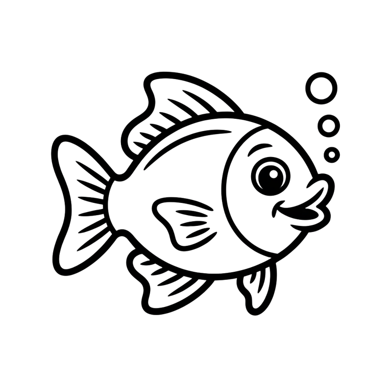 Swimming fish coloring page underwater animal for kids