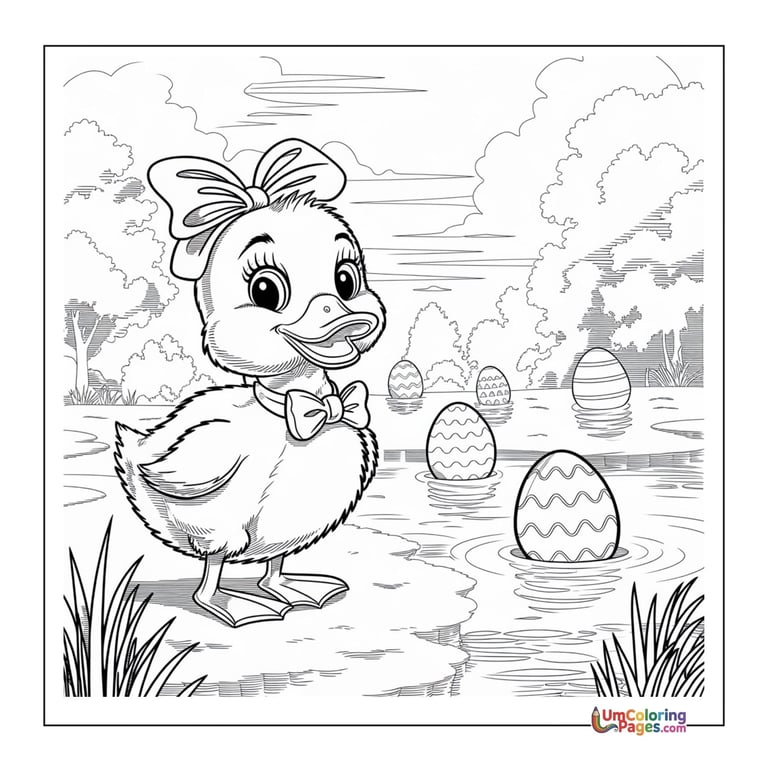 easy duckling coloring page for children