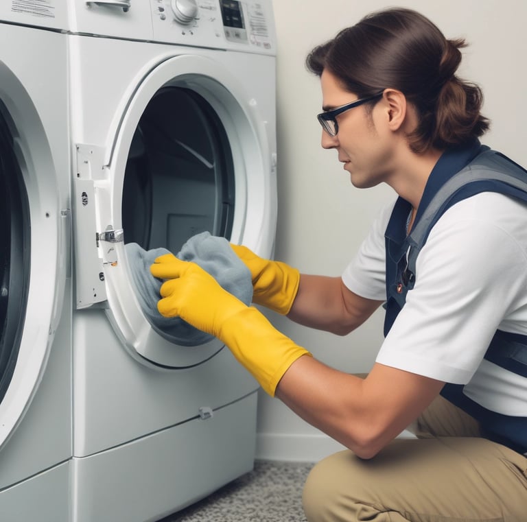Clean dryer vent hose neatly reinstalled in a multifamily apartment unit.