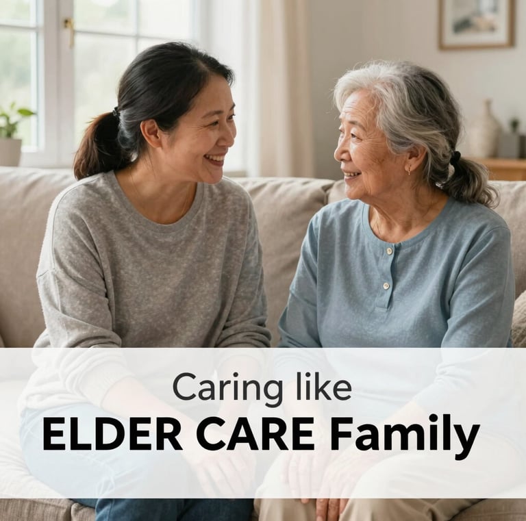 A caregiver preparing a nutritious meal in a clean, modern kitchen while an elderly client watches with a smile
