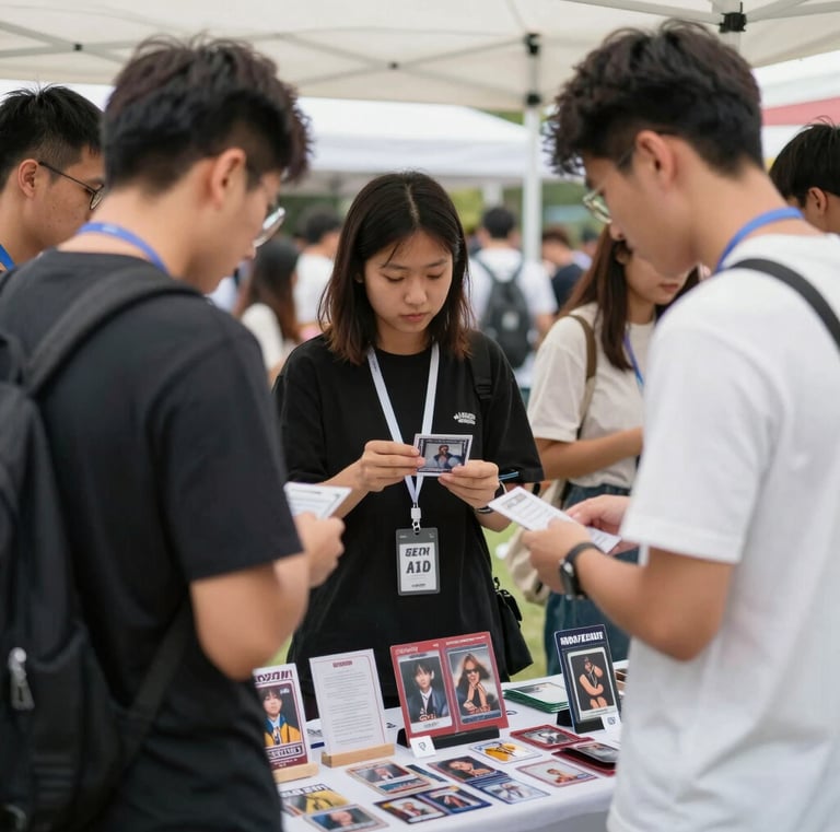 A group photo of smiling dealers and collectors gathered at the end of a successful show day.