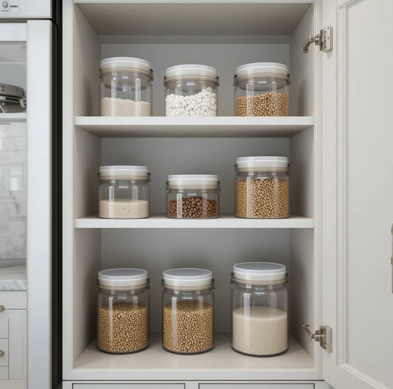 BlenderBottle GoStak Twist n' Lock Storage Jars, 4-Piece Starter Pak, Black